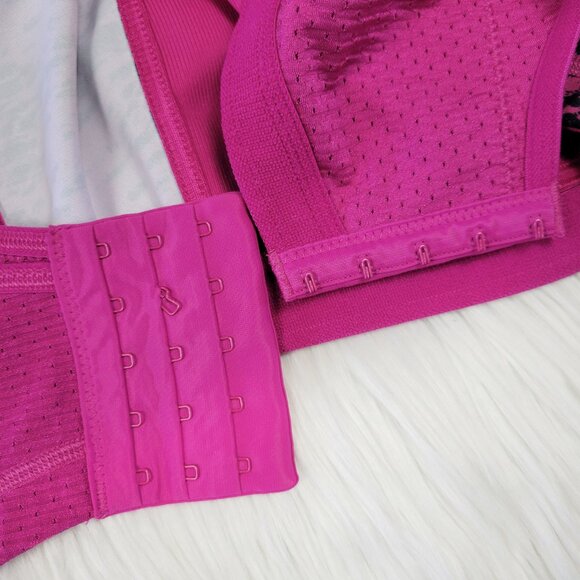 NWOT Glamorise Sport Sports Bra Pink Black Size 48H Plus - Picture 8 of 11